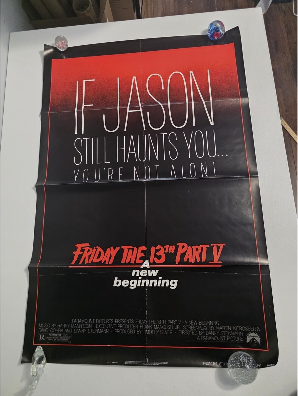 1985 Friday The 13th V Original US Movie Poster 27X41 Folded